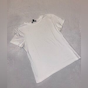 Lulu's Distressed White Tee